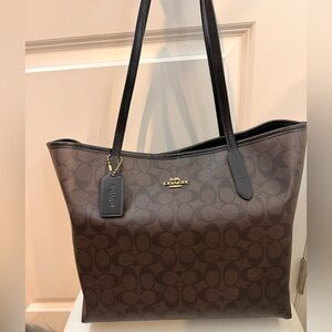 Coach Dark Brown Signature Tote